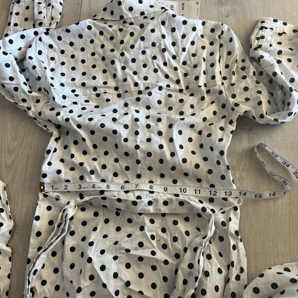 Zara Maxi Dress in White & Black Dots; Buttons & Belted size xs - Picture 5 of 8